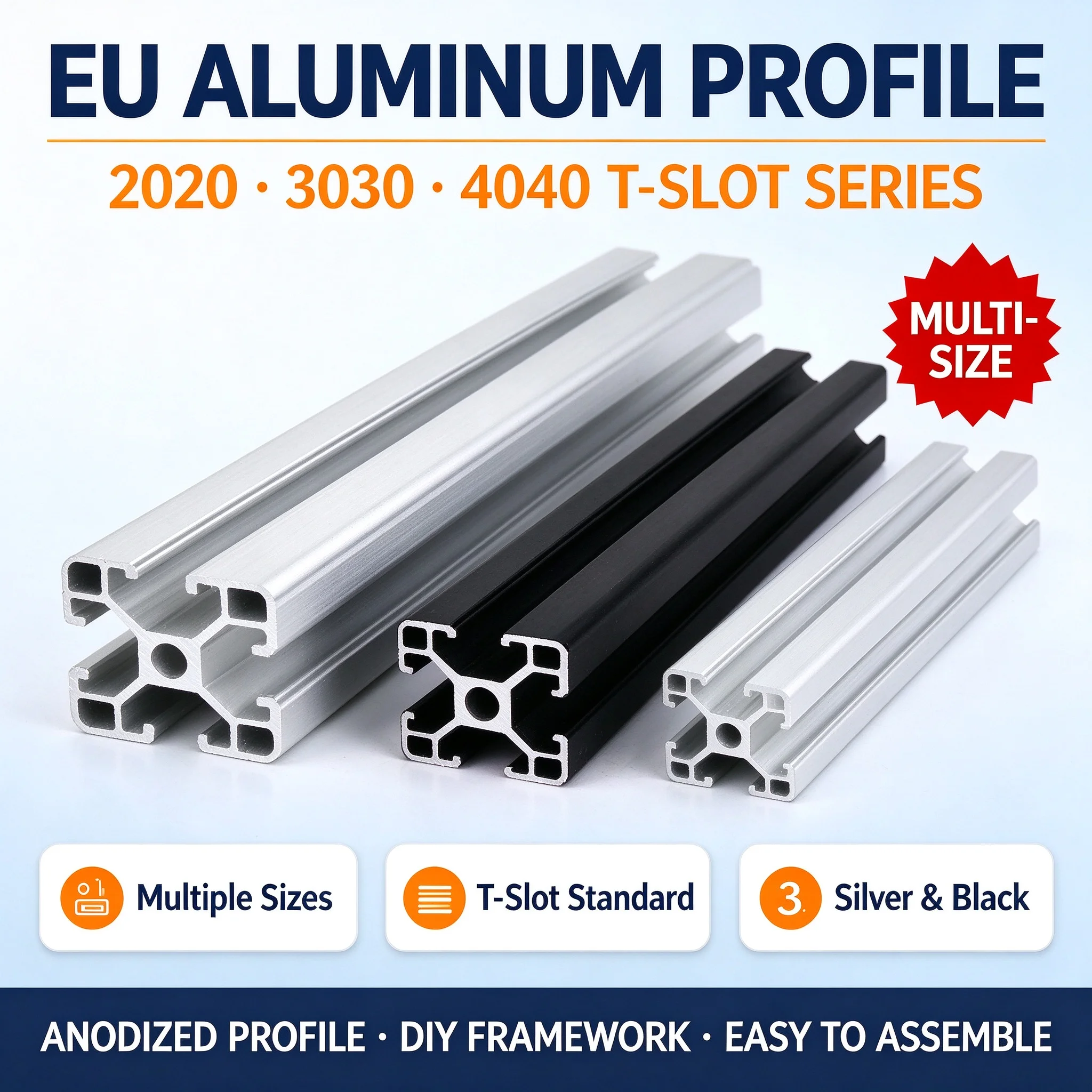2020 2040 3030 2080 Aluminum Profile 100 200 300 350 400 450 500 550 600 mm Linear Rail Extrusion Extrusion CNC 3D Printer Parts