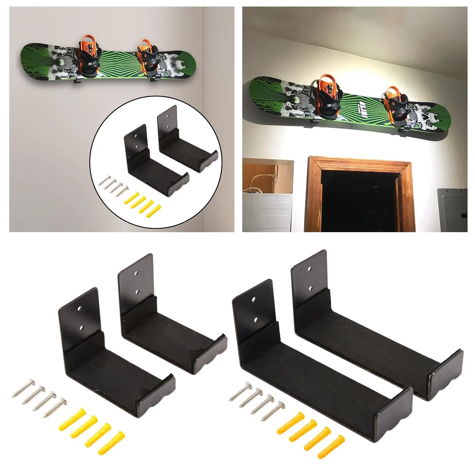 Wall Mount for Snowboard And Surfboard with Portable Garage Hook