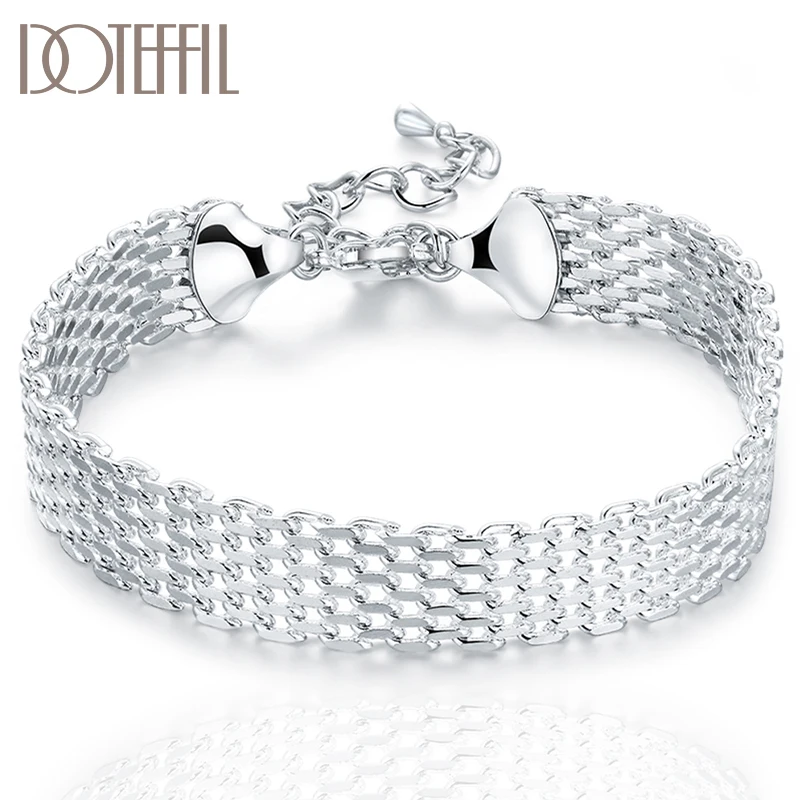 Hot New Weaving Chain Silver Color Bracelets For Women Exquisite Fashion Wedding Party Christmas Gifts Jewelry