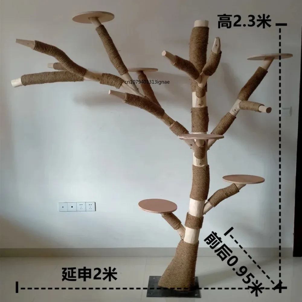 Cat climbing frame wear-resistant non-sticky real tree trunk solid wood cat frame large cat tree pet jumping platform integrated