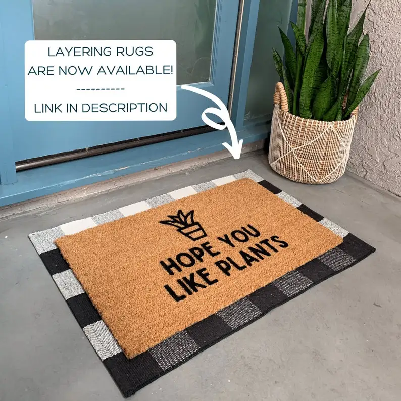 Plant Doormat Garden Farmer Funny Welcome Mat Hope You Like Plants Front Door Mat Personalized Gifts Custom Your Words Doormat