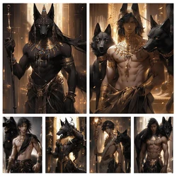 Anubis Egyptian Boy And Black Wolf 5D DIY diamond painting New 2024 Jewelry Cross Stitch Full Diamond Mosaic Portrait A980