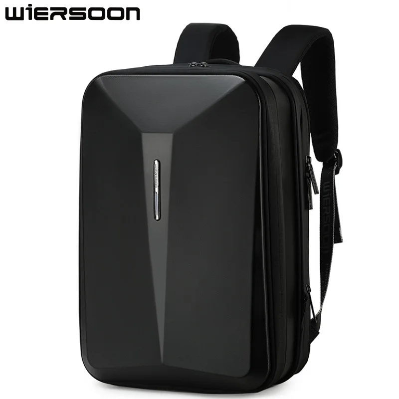 

WIERSOON Men 15-16 Inch Laptop Backpack Large Capacity Travel Bag Expandable Anti-theft Business Waterproof Hard Shell Backpack