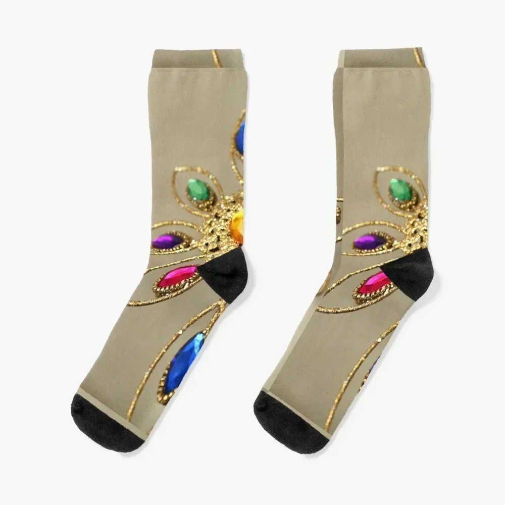 Jewelled Flower Decoration Socks christmas gifts bright garter Women Socks Men's