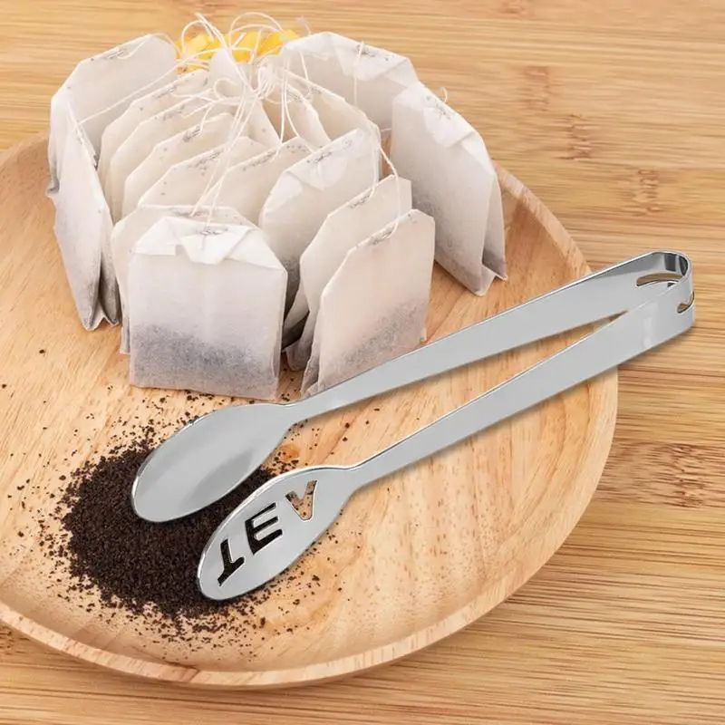 Tea Bag Squeezer Stainless Steel Tea Bag Tongs Silver Tea Bag Strainer Clip Tea Bag Spoon For Loosing Leaf Gripping Ice Cubes