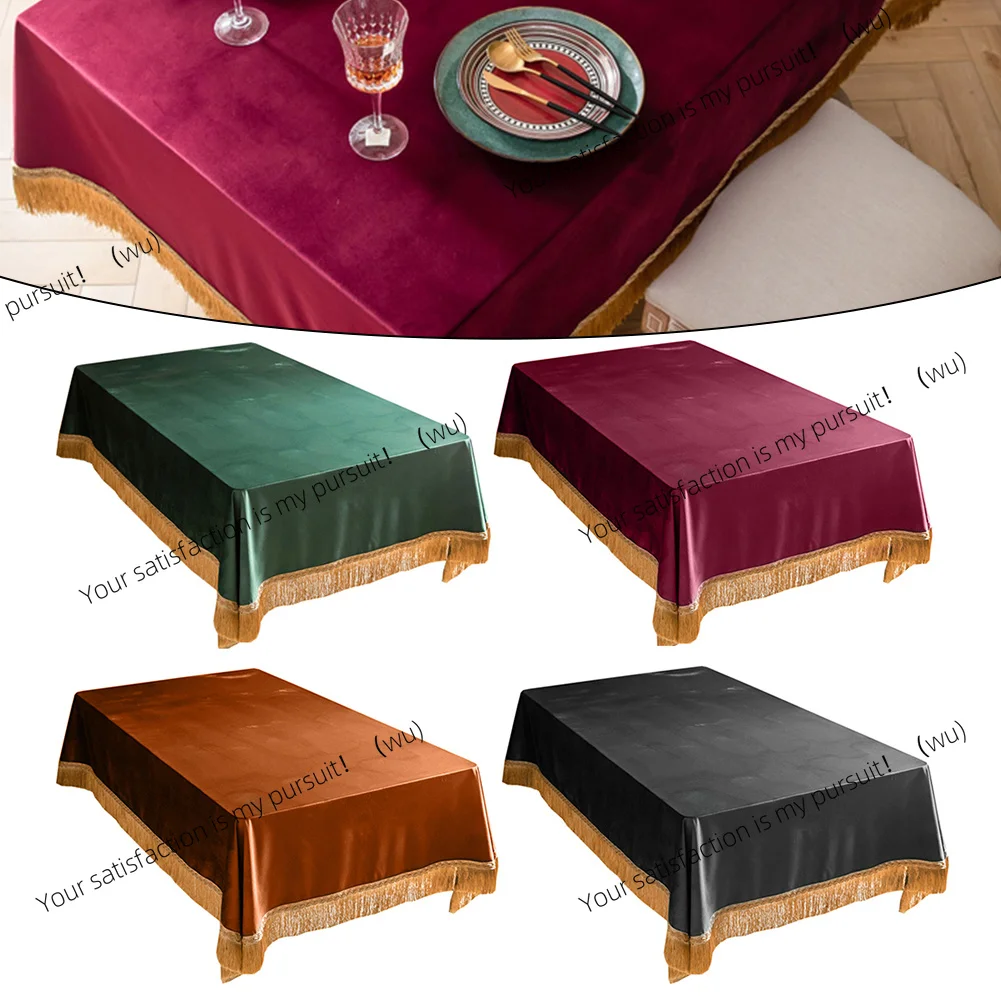 For Family Dinners And Parties Retro European Tassel Velvet Tablecloth Square Shape High-Quality Dining Table Cover