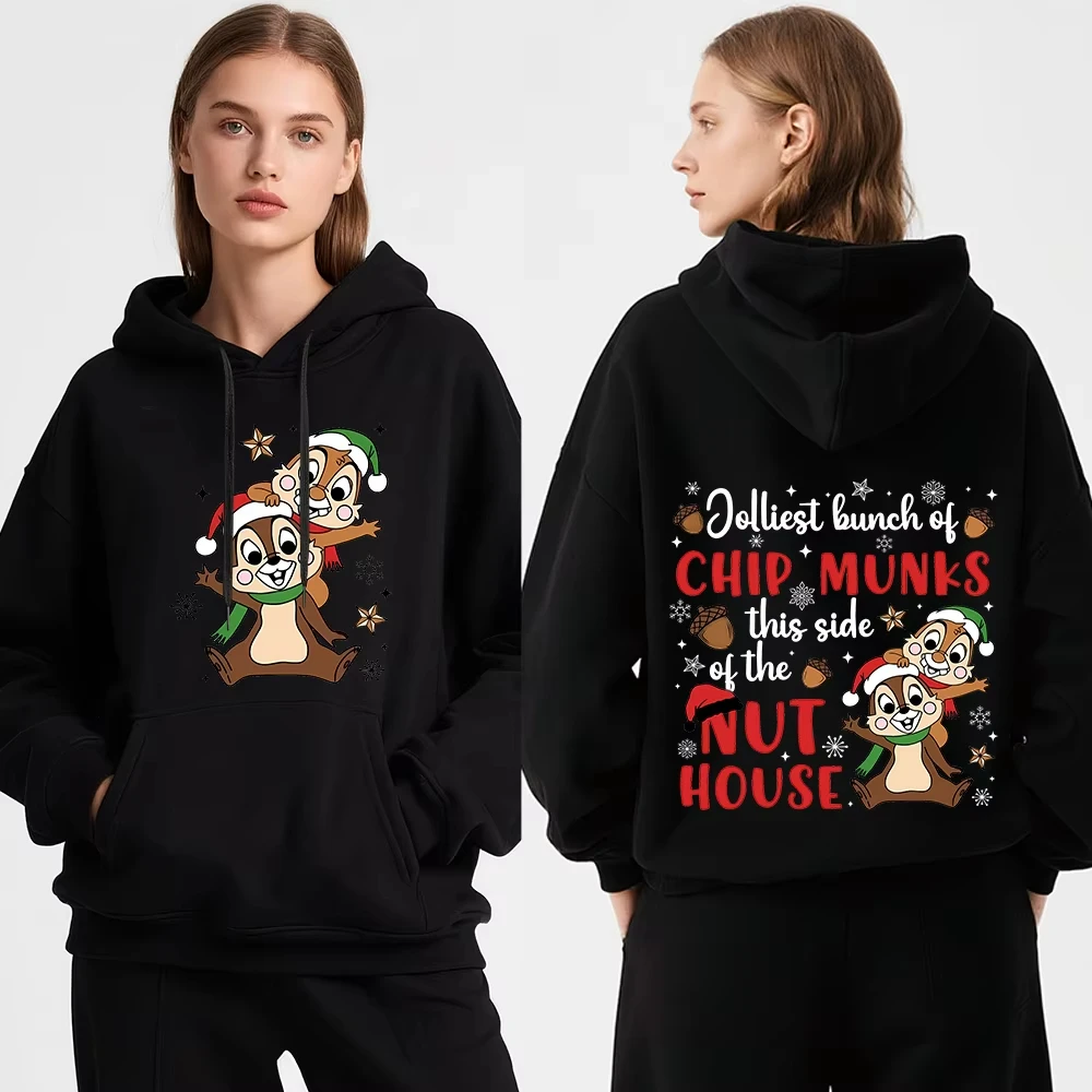 رقاقة N Dale عيد الميلاد Joyful Nut House طباعة الكبار هوديي المرأة دافئ اصطف الشتاء الدافئة البلوز ملابس خارجية غير رسمية #1