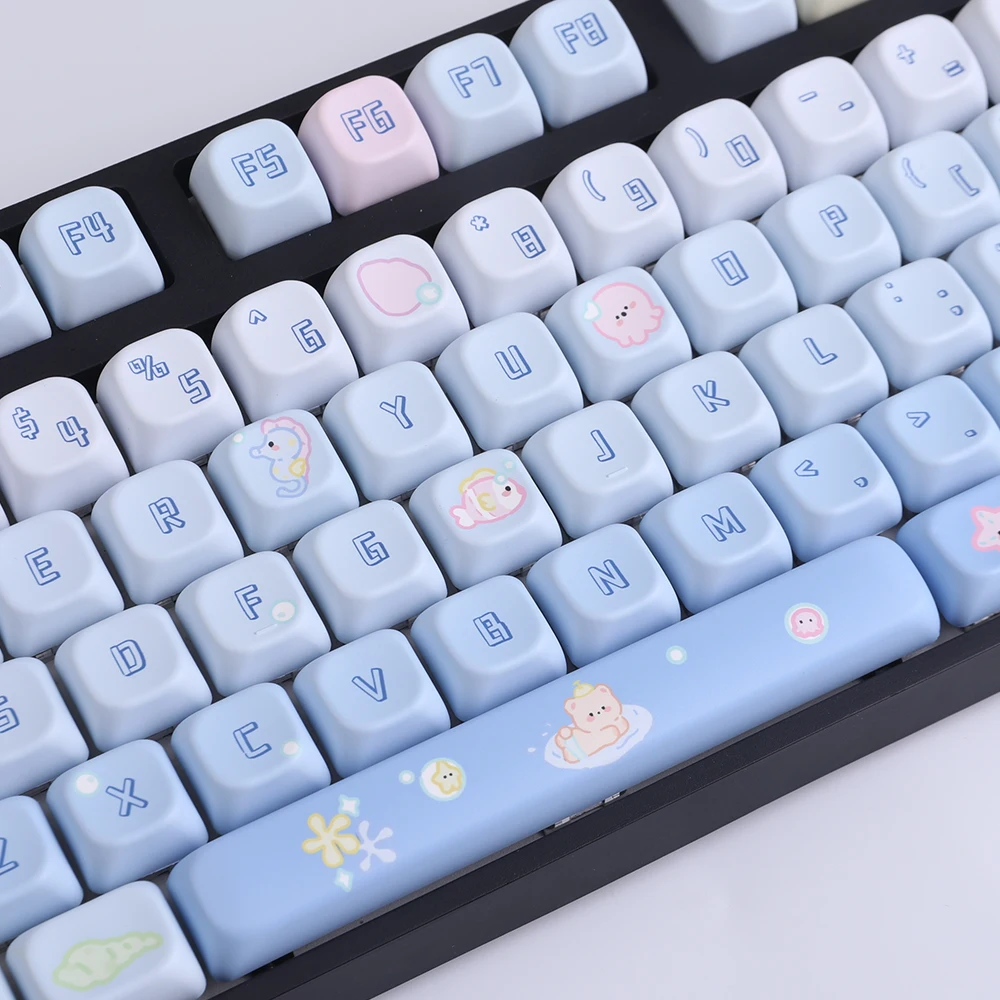 PBT Ocean Swimming Bear Keycaps MDA /KOA Profile Dye Sublimation Cute Keycap For MX Switch Mechanical Games Keyboard Keychron Q2