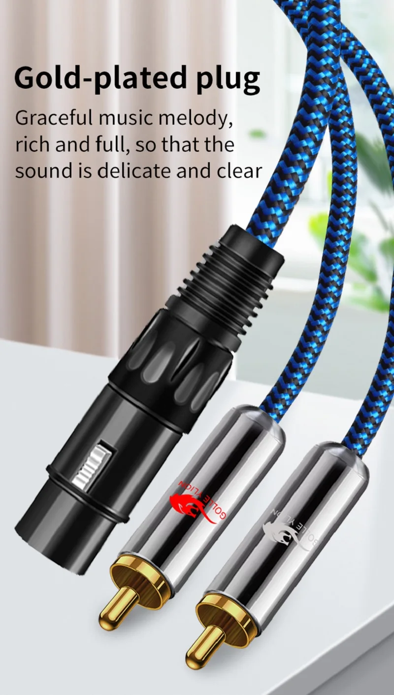 

XLR Female to 2 RCA Male Audio Cable for Amplifier Microphone Mixer Console Hi-Fi Stereo Systems OFC Shielded Cords