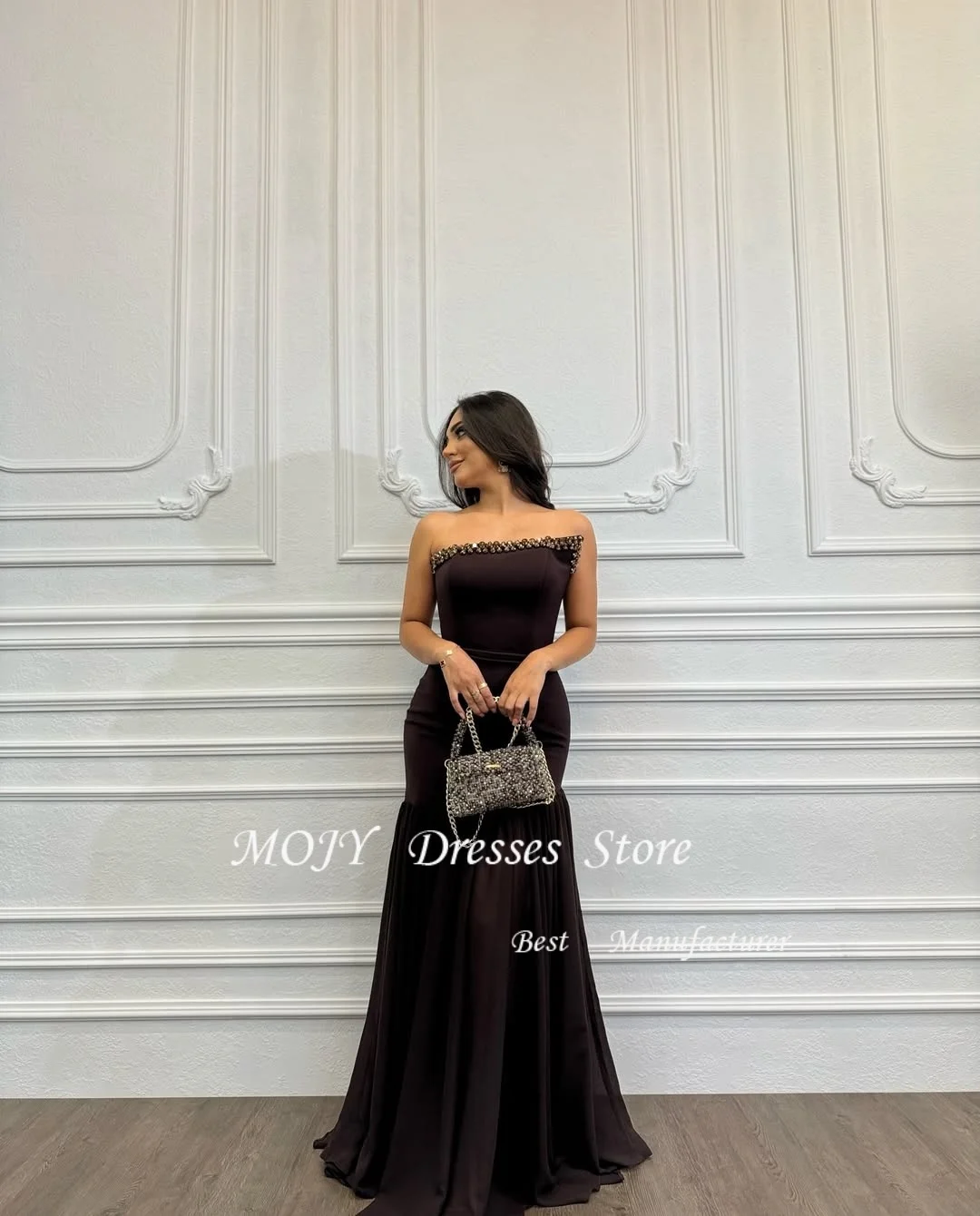 موجي مخصص مطابقة جيرسي حجر الراين الطية وشاح مستقيم فساتين طويلة حمالة فساتين مناسبة مخصصة رائعة مثير