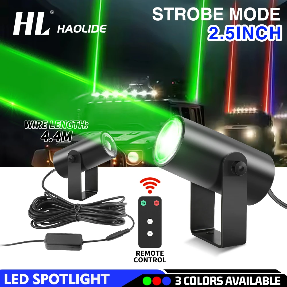 

HAOLIDE для внедорожника 4x4, наружный фонарь без заднего хода, фонарь с кнутом, круглые подставки, удаленное управление, пара UTV, 12 В, 24 В, зеленая фотолампа