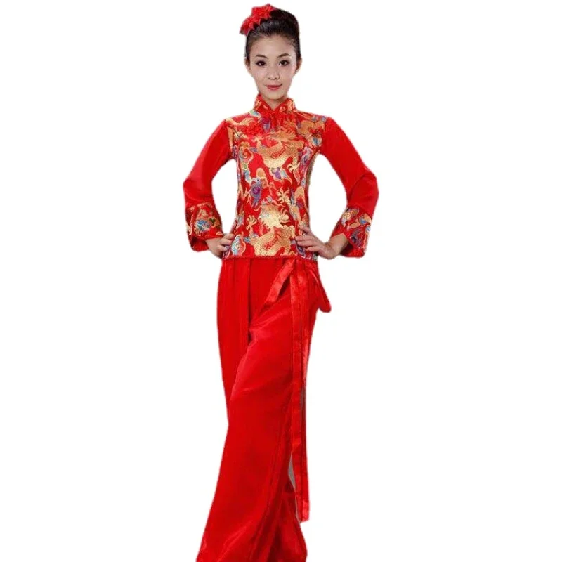 เปิดเครื่องแต่งกายเต้นรำ Yangko สแควร์เต้นรำแห่งชาติหญิง Elegant Hanfu เสื้อผ้าร่มเอว Drum Dance เสื้อผ้า