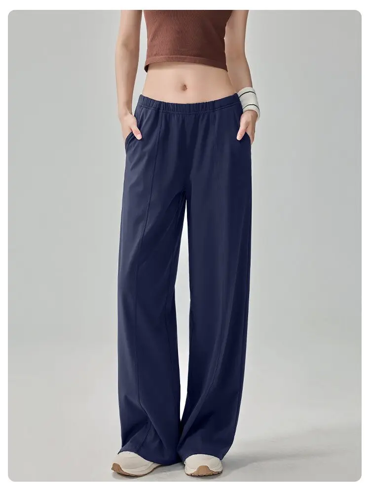 Lässige Yoga-Hosen für Damen, schnelltrocknende, weit geschnittene Hosen, ideal zum Laufen, für Pilates, Fitness, gerade geschnitten, locker sitzende Sport- und Fitnesshosen, Leggings. – Detail 5