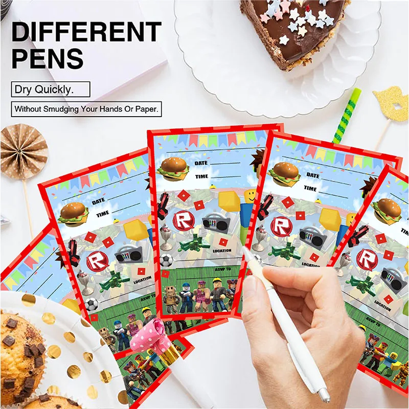 Party Supply ROBLOXED Grußkarte, Einzelseitige Einladungskarte für süße ROBLOXED-Geburtstagsfeier, Hochzeitszubehör, 8 Stück