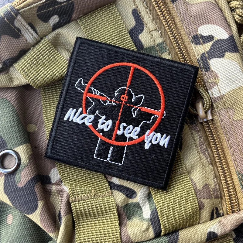 Parche bordado Encantado de verte táctica para mochila con velcro - imagen 4