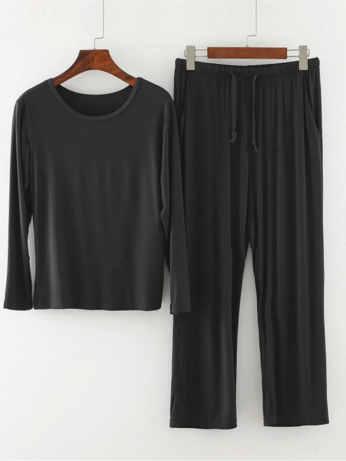 

Loose Modal Couples Spwear Long Sve round Ne Home Clothes Set Comfortable Underwear for Autumn Winter Casual Leisure