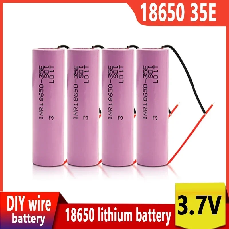 

1-10pcs 100% Original 18650 battery 3500mah 3.7v lithium battery 1865035e Suitable for flashlight battery +DIY wire