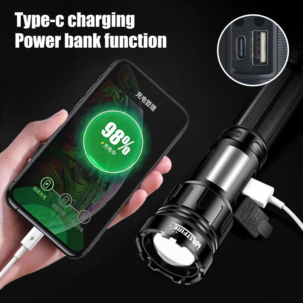 3in1 LED Flashlight with COB Sidelight Rechargeable Magnetic Torch Zoom Waterproof Ultraviolet Light Flashlight for Pets Camping