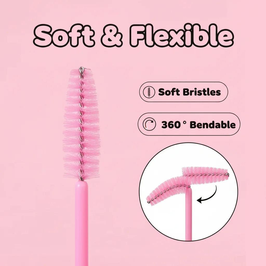 50pcs Disposable Eyelash Brushes, Mascara Wands, Eye Lash Brush, Spoolies For Eyelash Extensions, Spoolie Eyebrow Eyeshado view 3