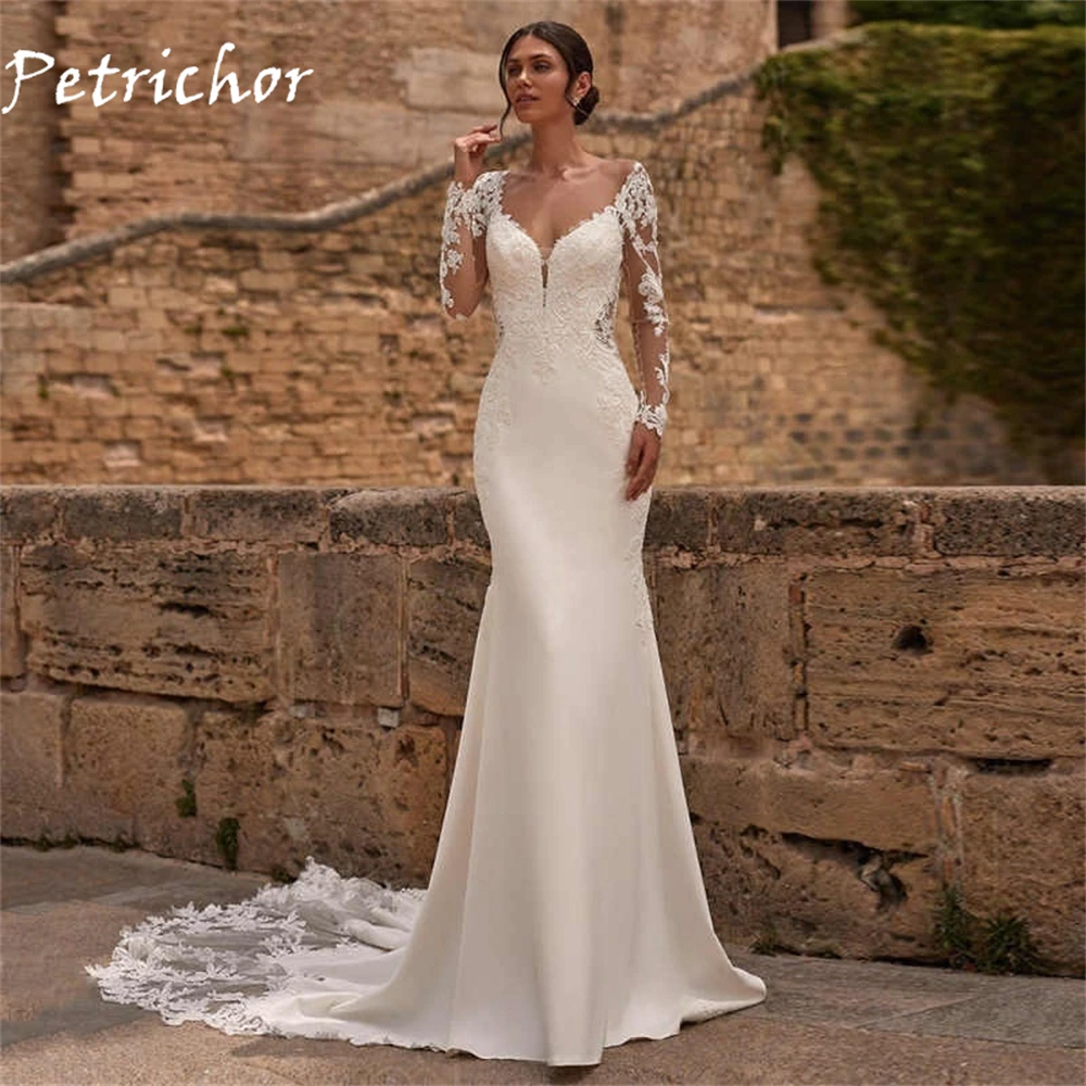 فساتين زفاف كلاسيكية حديثة رائعة ساحرة رومانسية على شكل قلب مزينة بوق لحفلات الزفاف مناسبة مخصصة