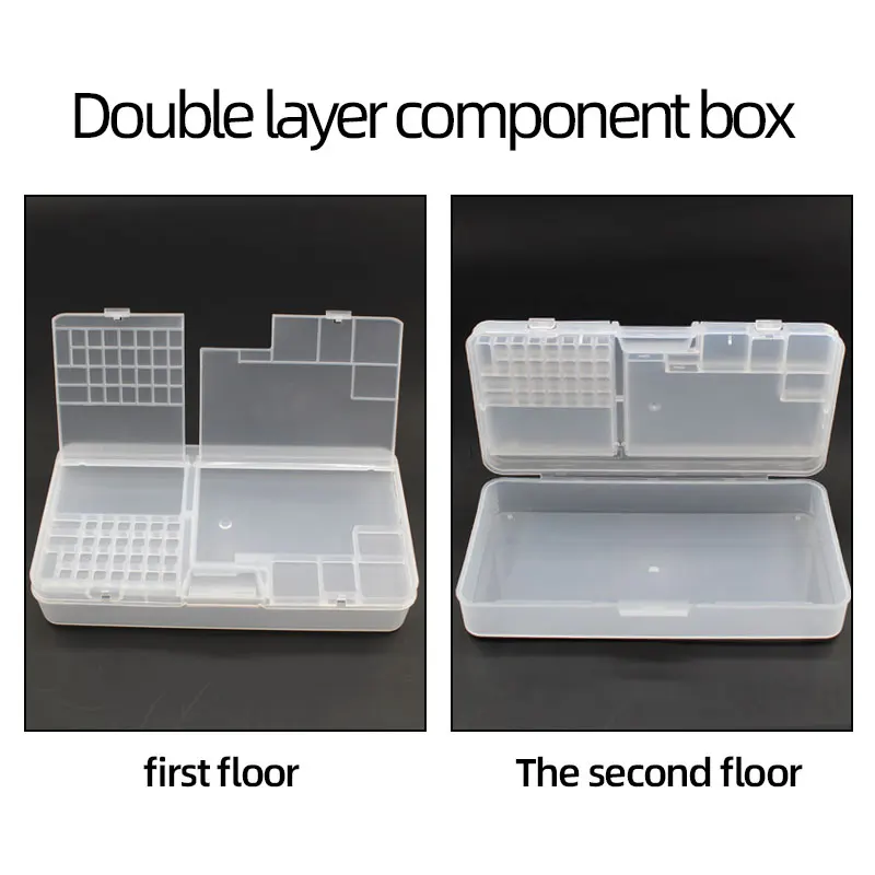 صندوق، مكونات إلكترونية، تخزين بلاستيكي شفاف، ملحقات لولبية صغيرة، شبكة تصنيف الأدوات #2