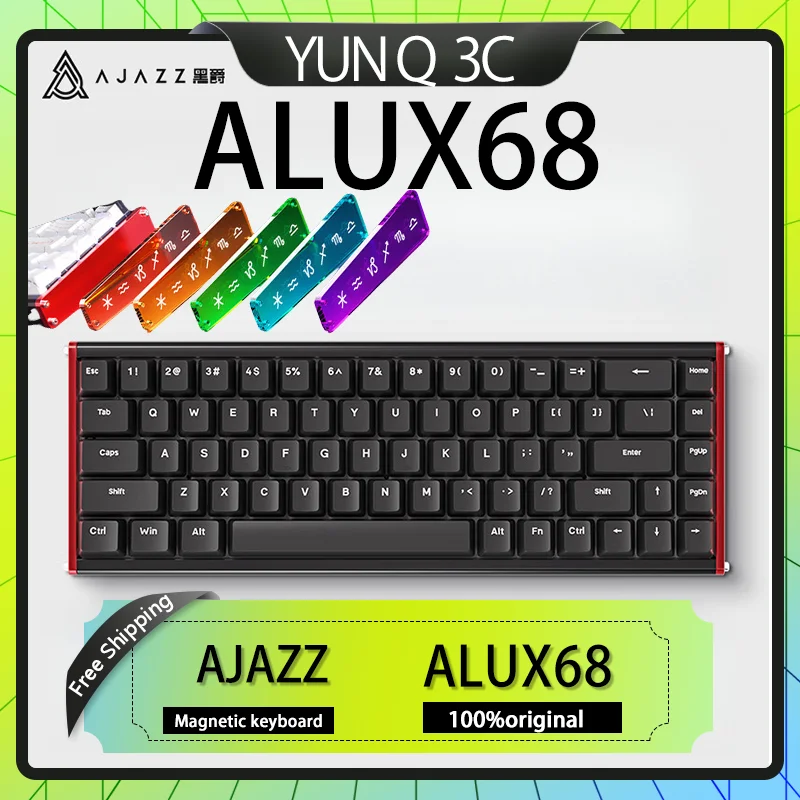 AJAZZ ALUX68  magnetic axis keyboard customized all aluminum CNC full key hot swappable RT0.01 electronic sports game keyboard