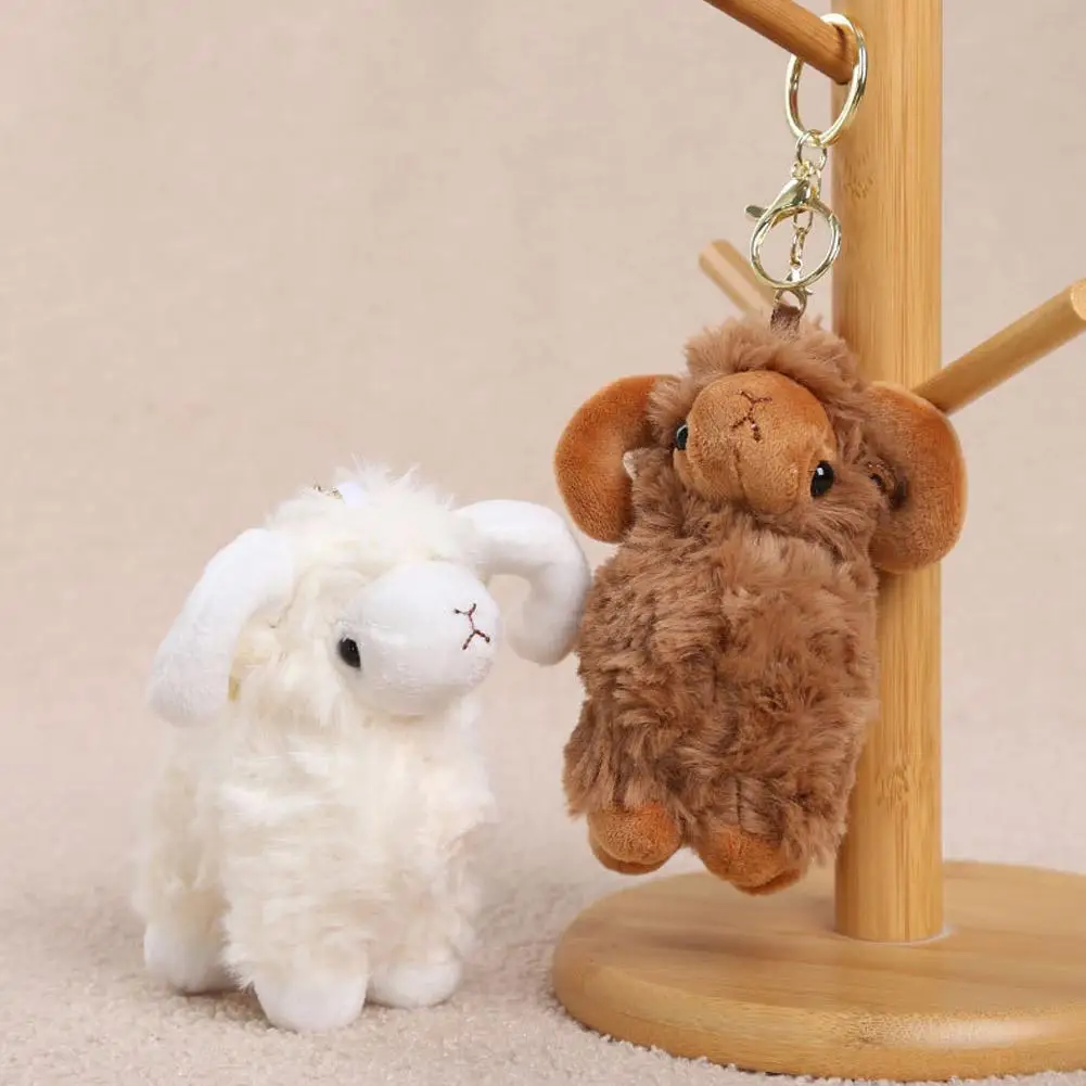 Cute Fluffy Sheep Bag Pendant Keychain Curly Wool Ram Bag Charm Key Ring Trend Creative Plush Keychain Decor For Backpack