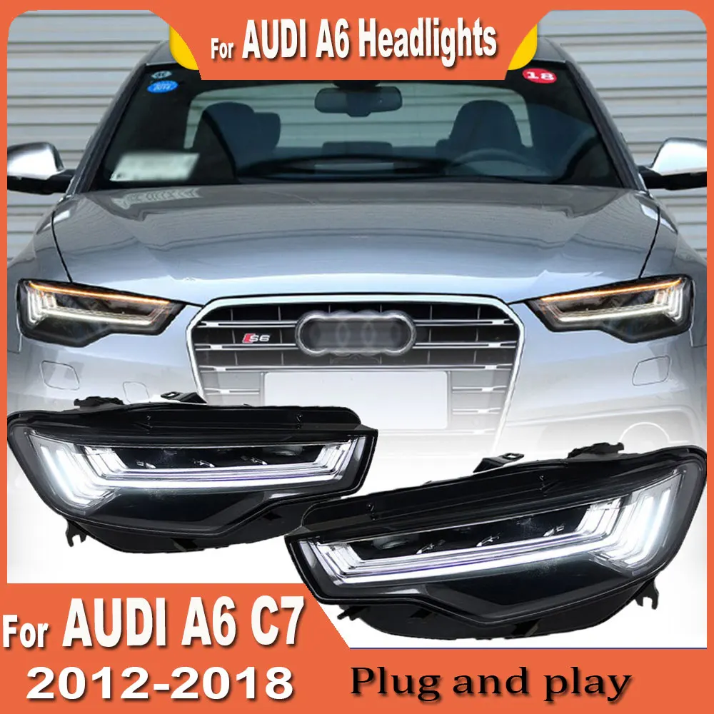 A pair Full LED Headlight For Audi A6 C7 Headlights 2012-2018 Upgrade A6 DRL Head Lamp LED Turn Signal High Low Beam Accessories