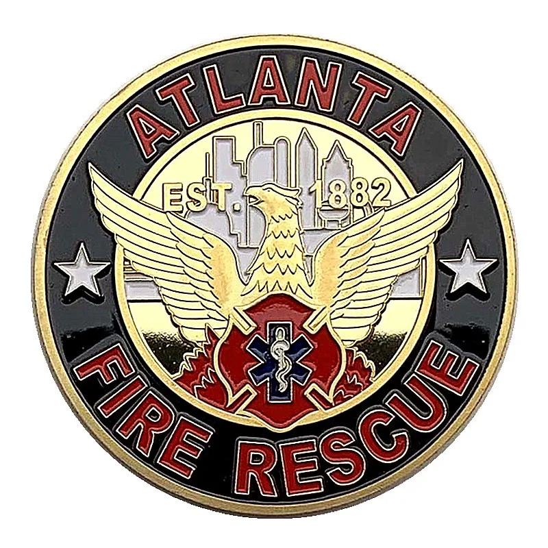 Customized Fire Gold Coin with Gold Plated Commemorative Coin for Saint Florian Firefighter Guardian, USA