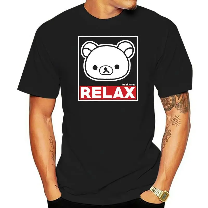 Camiseta de Anime Rilakkuma The Bear Relax para hombre, Nwt Authentic & Licensedew, moda de verano, cuello redondo, Hip Hop impreso, 2023