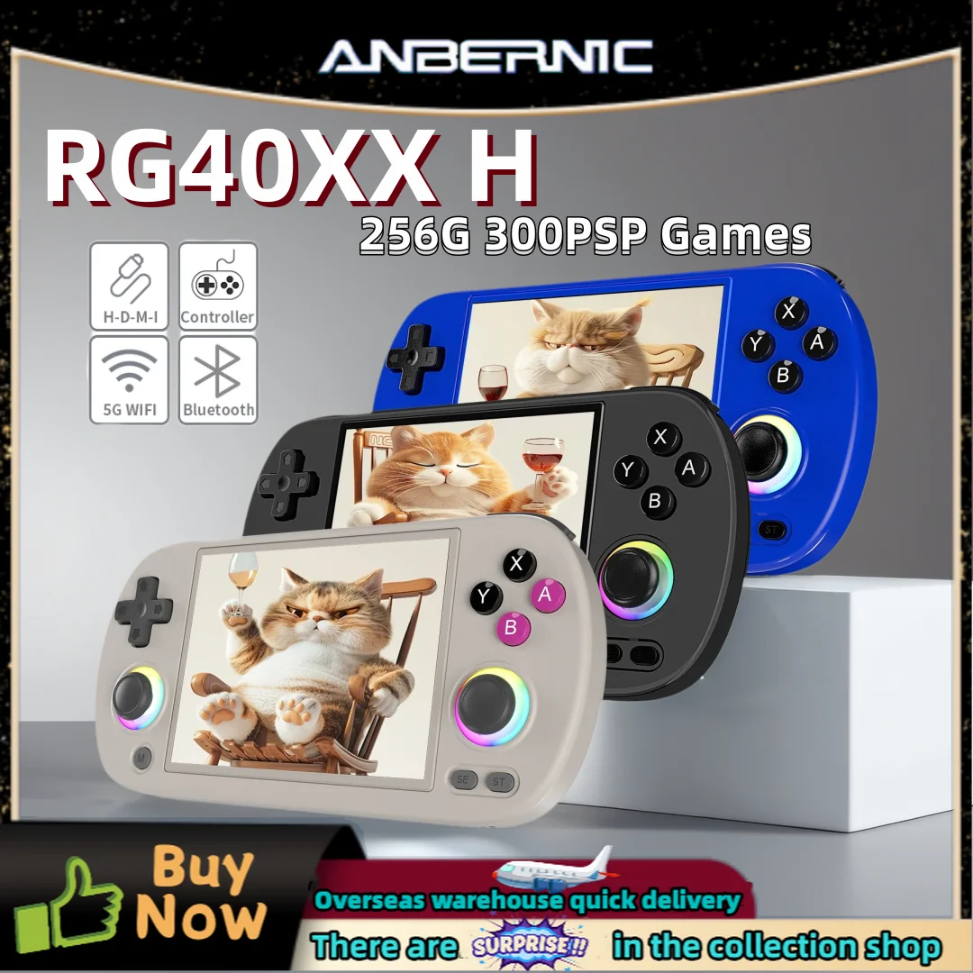 

ANBERNIC RG40XX H Ретро портативная игровая консоль 64 бит Linux 4,0 ''IPS экран поддерживает стандартные Wi-Fi Bluetooth HDMI-TV Выход PSP Gift