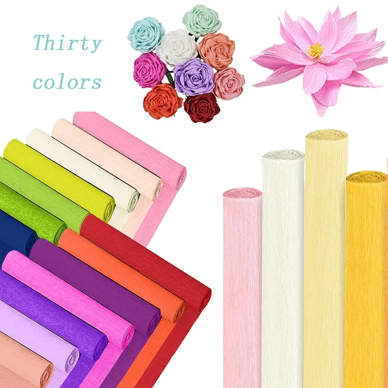 5Pcs 50x250cm Colorful Crepe Paper Craft DIY Flowers Decoration Gifts Wrapping Paper Craft Roll Origami Crinkled Crepe Papers