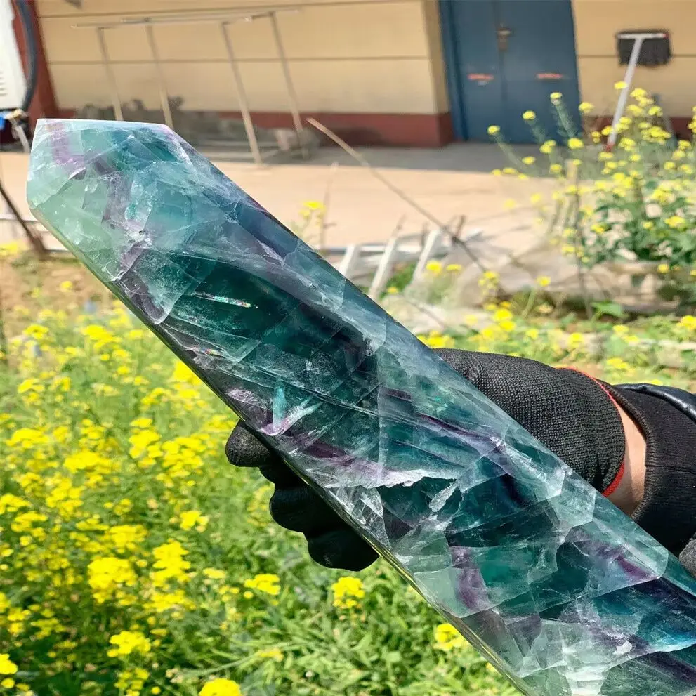 Natural Colored Fluorite Column,Colored Quartz Crystal Obelisk,Mineral Reiki Healing,Energy,Demagnetization,Colored Ore Tower