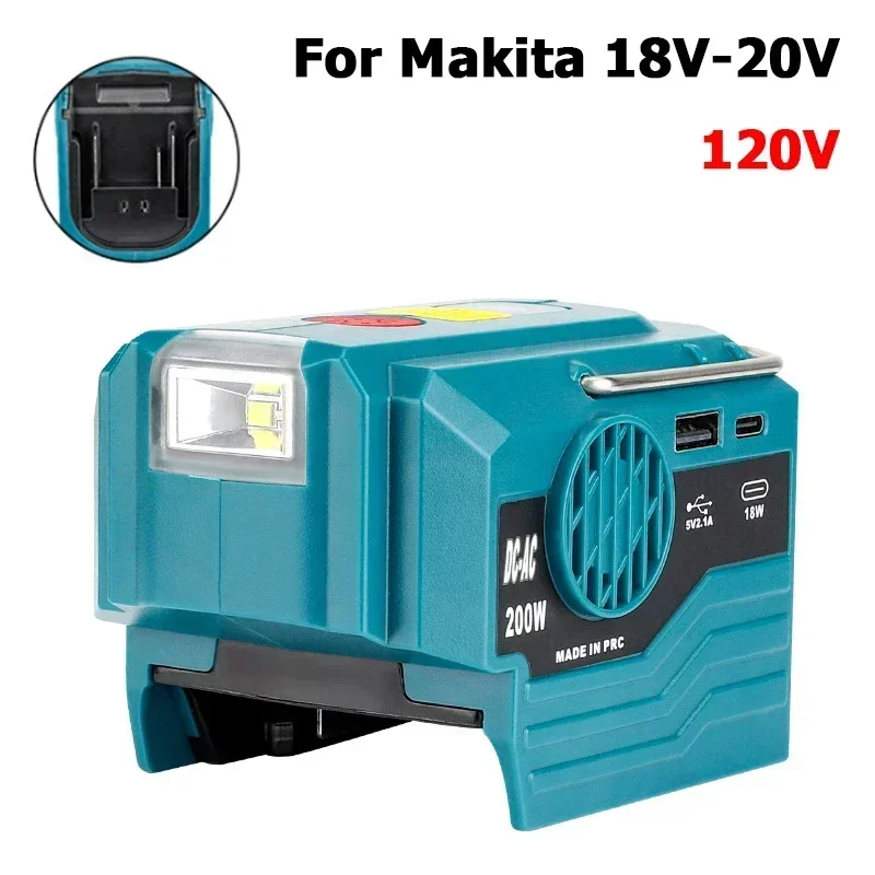 Portable Power Inverter 120-220V Outdoor Mobile Lithium Battery Inverter For Makita/DeWalt/Milwaukee/Bosch/Ryobi 18V 20V Battery