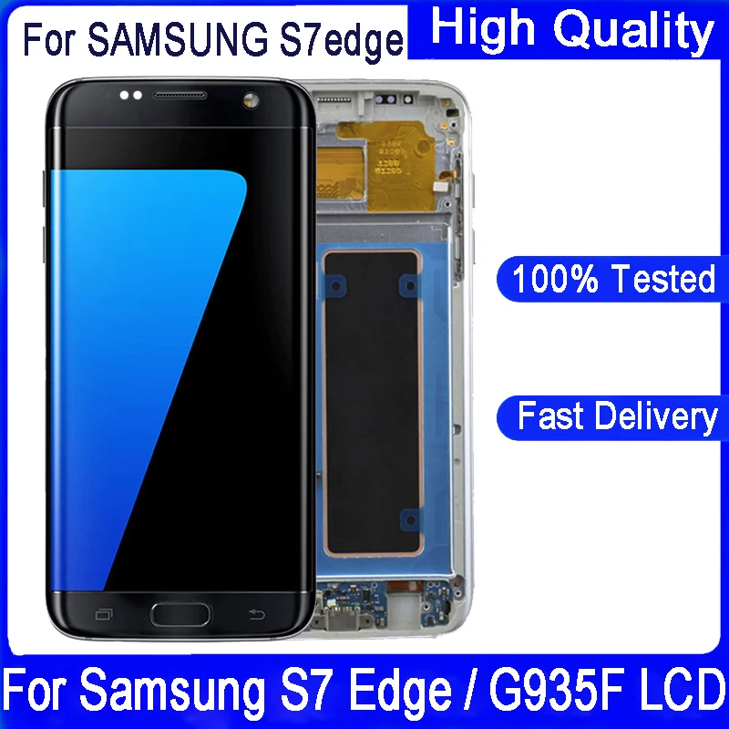 ЖК-дисплей Super AMOLED 5,5 дюйма для SAMSUNG S7 Edge G935 G935F SM-G935FD с рамкой, ЖК-дисплей, сенсорный экран, дигитайзер в сборе