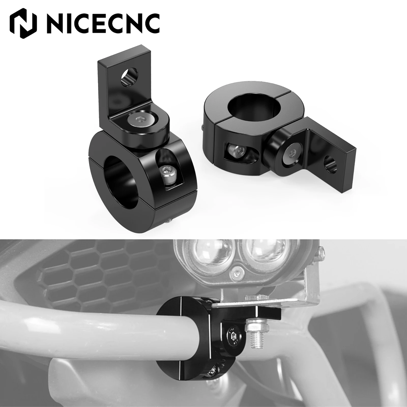 

Adjustable 1" Headlight Spotlight Bumper Clamp For BMW R1250GS R1200GS Yamaha Tenere 700 KTM 690 Enduro R 1290 Super Adventure