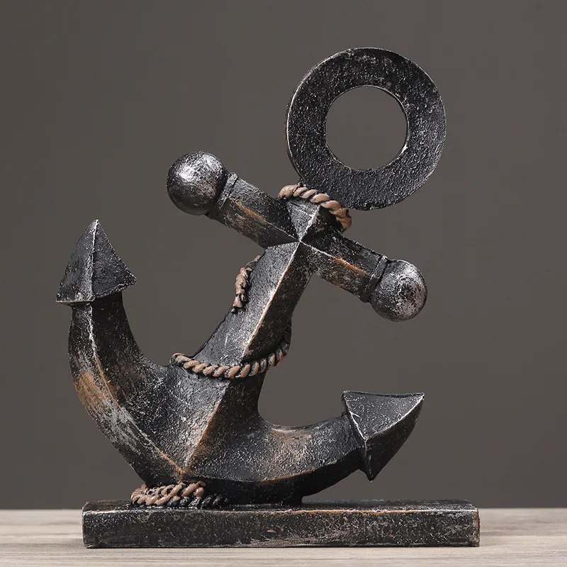 Creative Navigation Anchor Decoration - Ship Anchor Sculpture Fashionable Retro Creative Retro Resin Crafts Home Decoration