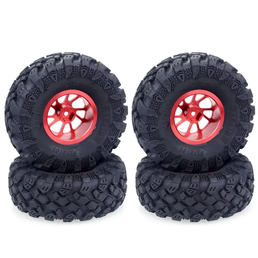 4Pcs 1.9 inch Rubber Tires & Metal Wheel Rim for 1:10 RC Rock Crawler Truck Axial SCX10 90046 AXI03007 Upgrade Part