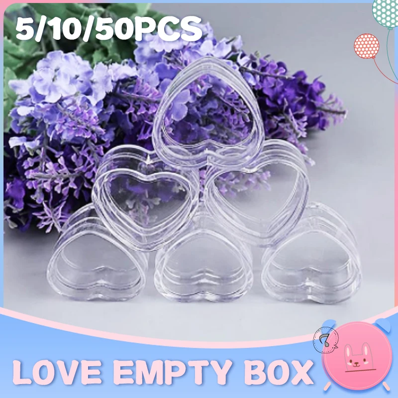 5/10/50PCS Plastic Heart Shape Empty Bottle Cosmetic Jar Lip Balm Cream Pot Jar Container for Cosmetics Travel Reusable Bottles