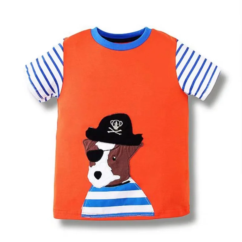 Jumping Meters Summer Boys Girls T Shirts Short Sleeve Cotton Baby Cartoon Hot Selling Kids Tees Tops