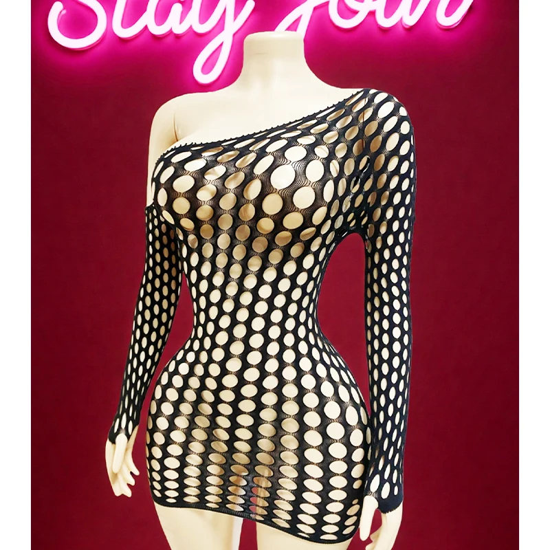 

1 шт., женское ажурное платье без бикини, сексуальное женское белье, прозрачное облегающее платье с длинными рукавами, пляжная одежда K262