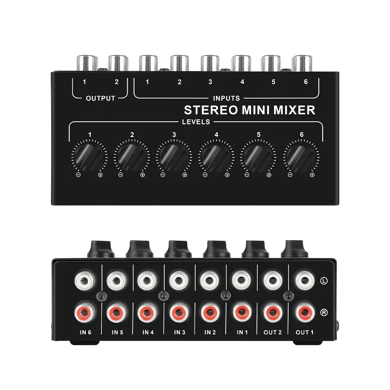 CX600 Mini Passive Stereo Mixer Stereo Dispenser for Live Studio DJ Equipment RCA 4-Channel Small Audio Mixer