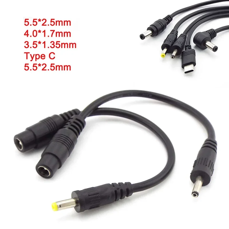 DC Converter 5.5x2.5mm Female to DC Male 5.5x2.5mm 3.5mmx1.35mm Type C Plug Power Connector Cable for Laptop Computer 1pc/5pcs