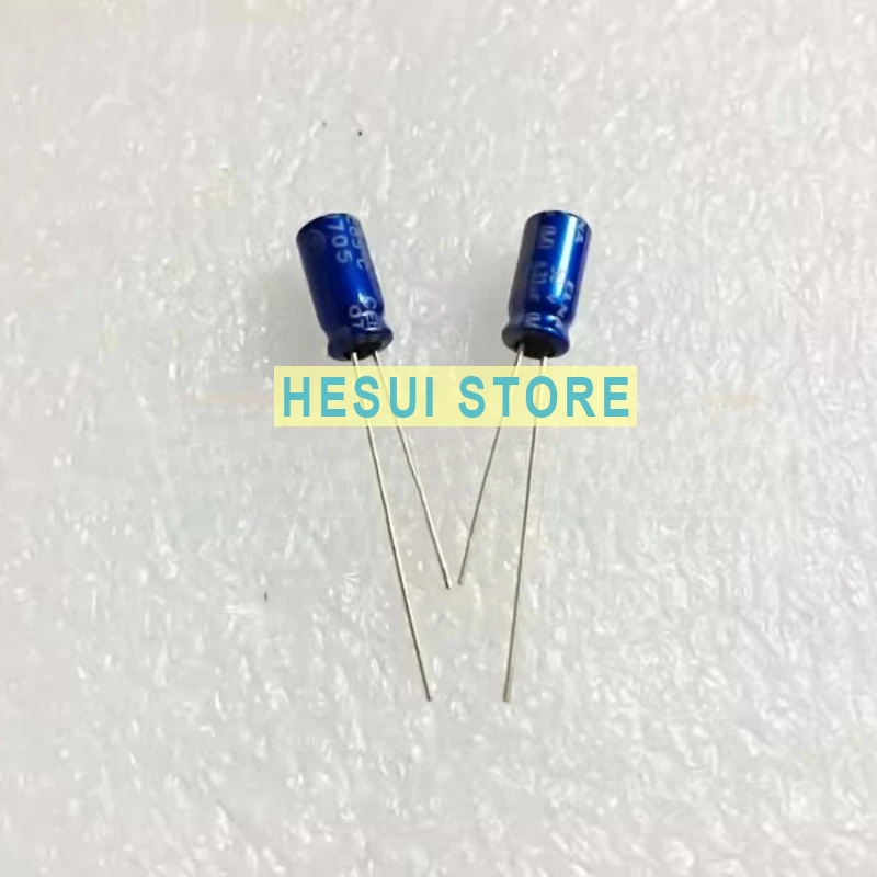 10PCS 50V0.33UF 5X11 RE3 blue robe 85 degrees, fever filter audio electrolytic capacitor