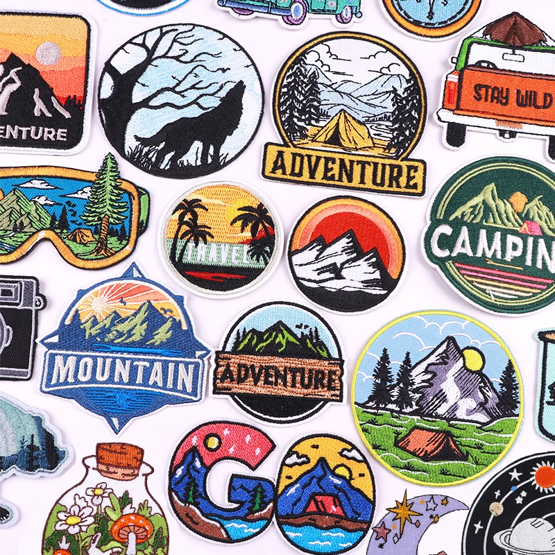 Adventure/Mountain Camping Patch Embroidered Patches For Clothes Jackets Backpack DIY Iron On Patches For Clothing Sew Stickers