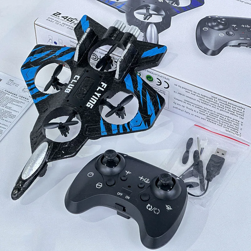 

CZ01 RC Fighter Самолет 2,4 ГГц Пенопластовый самолет с дистанционным управлением Фиксированная высота Четырехосевой БПЛА Флип-модель Игрушка для детей и взрослых