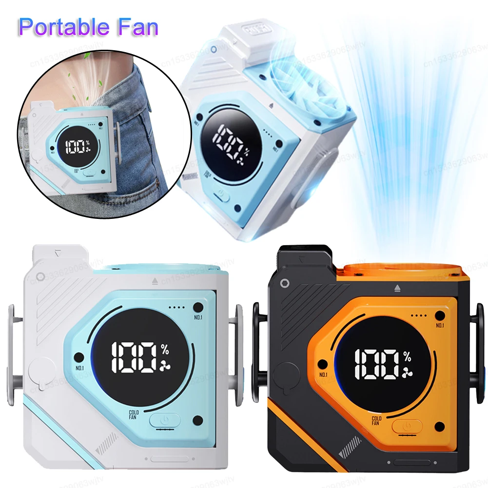 Waist Hanger Fan 5000/9800mAh Hanging Neck/Waist Fan Rechargeable Wearable Belt Fan for Outdoor Jobsite Climbing Hiking