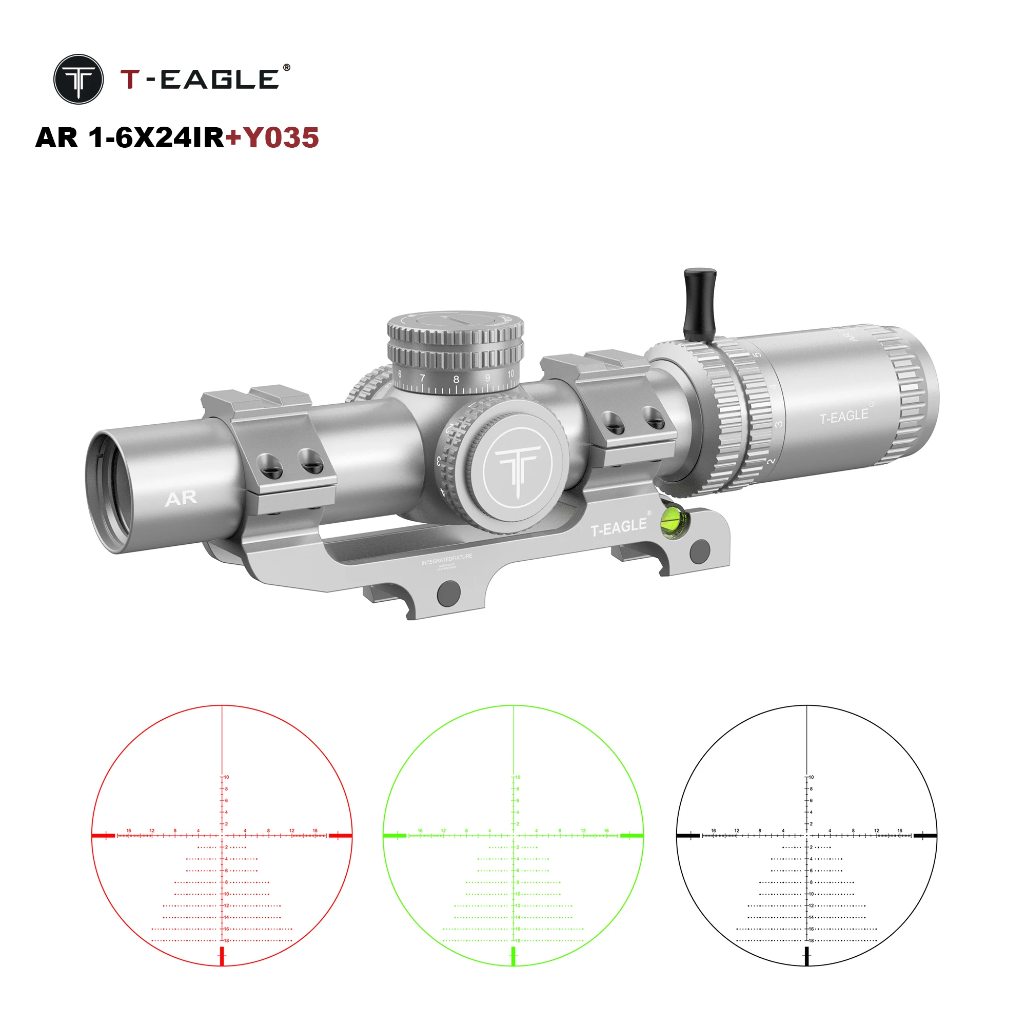 

T-EAGLE AR 1-6X24IR Tactical Short LPVO Riflescope For Hunting 1/5 MIL Compact Scopes With Red and green Light Fits Carbine .223