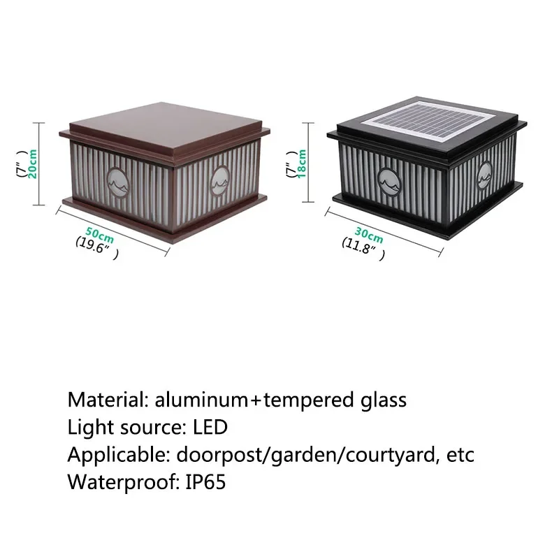 SEAN Outdoor Solar Post Lamp Vintage Creative Simple Pillar Lights LED Waterproof IP65 for Home Villa Courtyard Porch