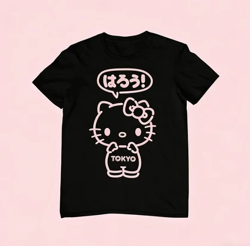 2026 Summer Comic Form Hello Kitty Image Printed Casual Comfortable and Relaxed Parent-child Interaction